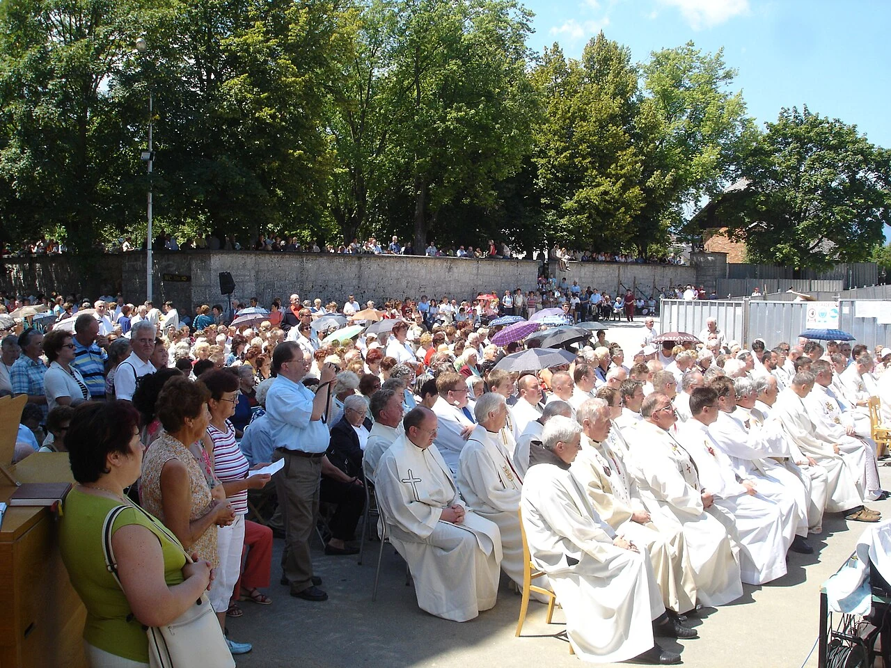 Romarji celjske škofije pri bogoslužju na Brezjah