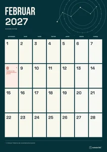 Mesečni koledar za februar 2027, zvezdni ritem, z dnevi od ponedeljka do nedelje.