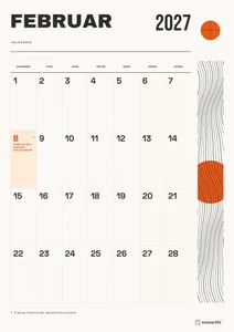 Mesečni koledar za februar 2027, valovanje, z dnevi od ponedeljka do nedelje.