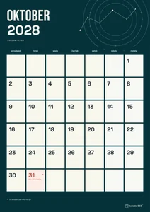 Mesečni koledar za oktober 2028, zvezdni ritem, z dnevi od ponedeljka do nedelje.