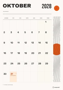 Mesečni koledar za oktober 2028, valovanje, z dnevi od ponedeljka do nedelje.