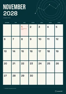 Mesečni koledar za november 2028, zvezdni ritem, z dnevi od ponedeljka do nedelje.
