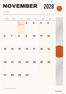 Mesečni koledar za november 2028, valovanje, z dnevi od ponedeljka do nedelje.