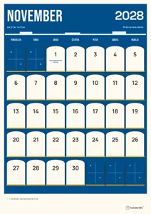 Mesečni koledar za november 2028, mestni ritem, z dnevi od ponedeljka do nedelje.