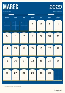 Mesečni koledar za marec 2029, mestni ritem, z dnevi od ponedeljka do nedelje.
