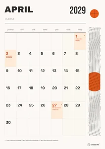 Mesečni koledar za april 2029, valovanje, z dnevi od ponedeljka do nedelje.