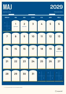 Mesečni koledar za maj 2029, mestni ritem, z dnevi od ponedeljka do nedelje.