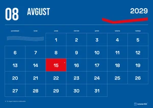 Mesečni koledar za avgust 2029, modri koledar, z dnevi od ponedeljka do nedelje.