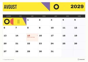 Mesečni koledar za avgust 2029, konstrukt, z dnevi od ponedeljka do nedelje.
