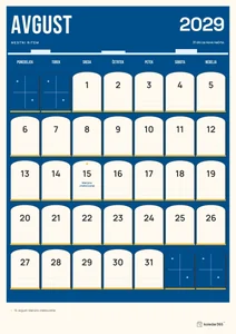 Mesečni koledar za avgust 2029, mestni ritem, z dnevi od ponedeljka do nedelje.
