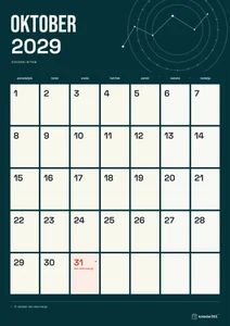 Mesečni koledar za oktober 2029, zvezdni ritem, z dnevi od ponedeljka do nedelje.