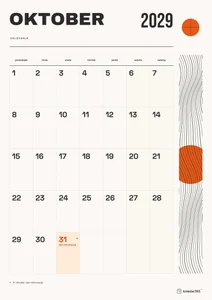 Mesečni koledar za oktober 2029, valovanje, z dnevi od ponedeljka do nedelje.