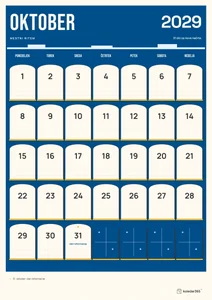 Mesečni koledar za oktober 2029, mestni ritem, z dnevi od ponedeljka do nedelje.