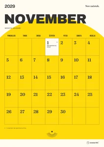 Mesečni koledar za november 2029, sončni začetek, z dnevi od ponedeljka do nedelje.