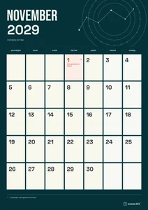 Mesečni koledar za november 2029, zvezdni ritem, z dnevi od ponedeljka do nedelje.
