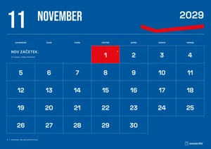 Mesečni koledar za november 2029, modri koledar, z dnevi od ponedeljka do nedelje.