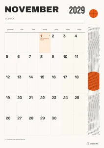Mesečni koledar za november 2029, valovanje, z dnevi od ponedeljka do nedelje.