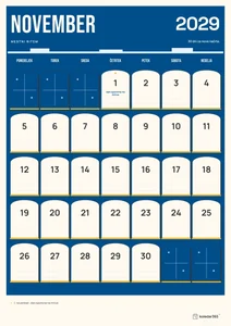 Mesečni koledar za november 2029, mestni ritem, z dnevi od ponedeljka do nedelje.