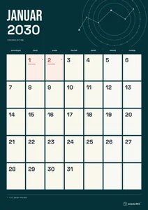 Mesečni koledar za januar 2030, zvezdni ritem, z dnevi od ponedeljka do nedelje.