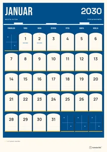 Mesečni koledar za januar 2030, mestni ritem, z dnevi od ponedeljka do nedelje.