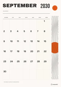 Mesečni koledar za september 2030, valovanje, z dnevi od ponedeljka do nedelje.