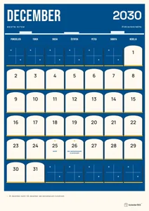 Mesečni koledar za december 2030, mestni ritem, z dnevi od ponedeljka do nedelje.
